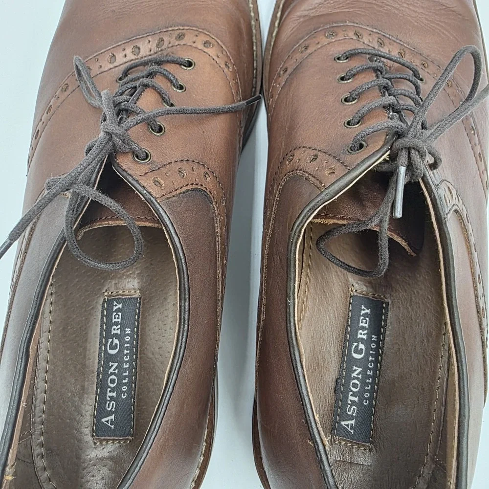 Aston Grey Collection Tokyo Mens Brown Leather‎ Oxford Classic Dress Shoes 11